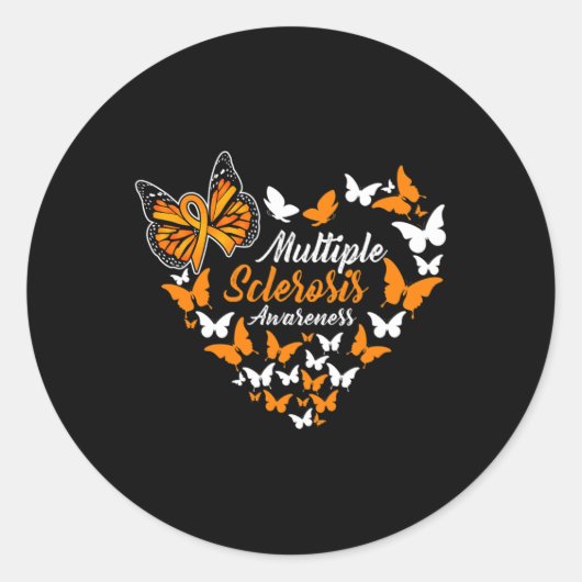 Sclerose bewustzijn MS Oranje lintvlinder Ronde Sticker (Voorkant)