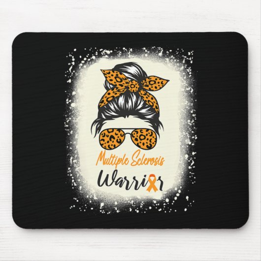 Sclerose Bewustzijn Ms Warrior Messy Bun Leopard Muismat (Voorkant)