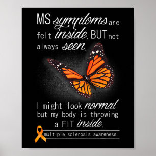 Sclerose Bewustzijn Oranje Vlinderlint Poster