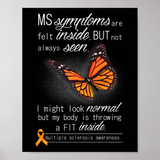 Sclerose Bewustzijn Oranje Vlinderlint Poster (Voorkant)