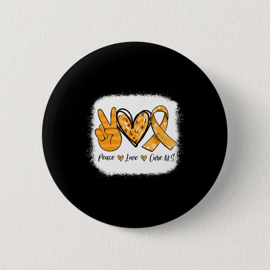 Sclerose Bewustzijn Vrede Liefde Cure MS Warrior Ronde Button 5,7 Cm (Voorkant)