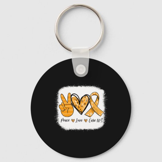 Sclerose Bewustzijn Vrede Liefde Cure MS Warrior Sleutelhanger (Voorkant)