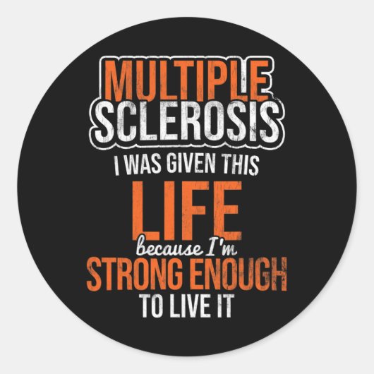 Sclerose Leven Sterk genoeg MS Awareness Ribbon 1 Ronde Sticker (Voorkant)