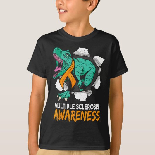 Sclerosis Awareness Fighter Dinosaurus MS Warrior T-shirt (Voorkant)