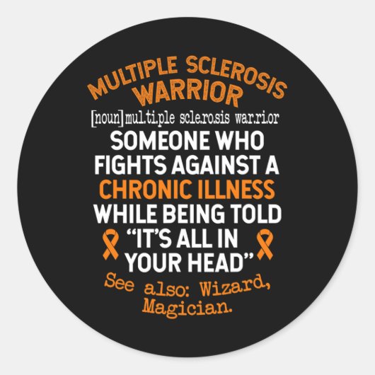 Sclerosis Warrior Definitie Awareness Ronde Sticker (Voorkant)