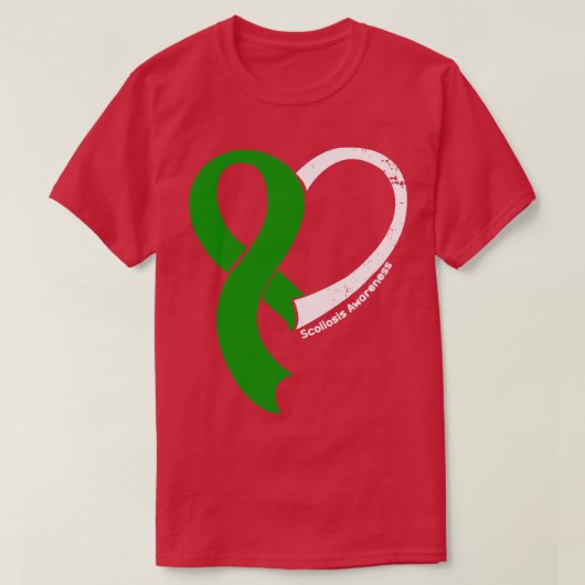 Scoliose Bewustzijn Hope Love Heart Ribbon Happy V T-shirt (Design voorkant)