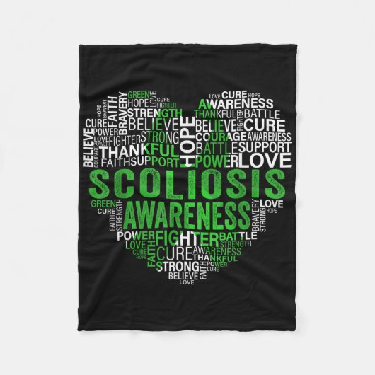 Scoliose Green Ribbon Awareness Support Fleece Deken (Voorkant)