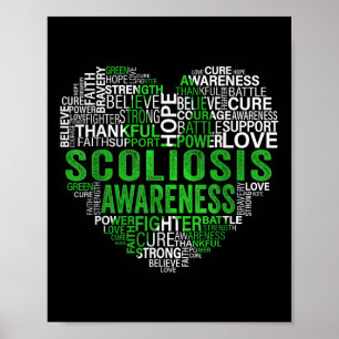 Scoliose Green Ribbon Awareness Support Poster