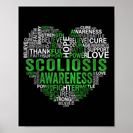 Scoliose Green Ribbon Awareness Support Poster (Voorkant)