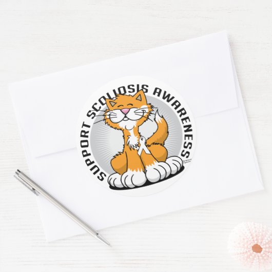 Scoliose kat ronde sticker (Envelop)
