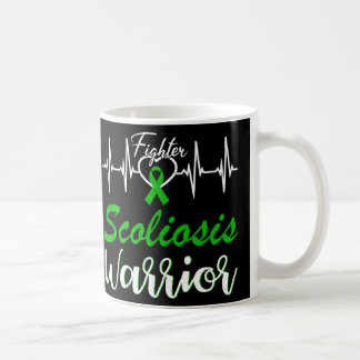 Scoliose Warrior Heartbeat Fight Green Ribbon Love Koffiemok