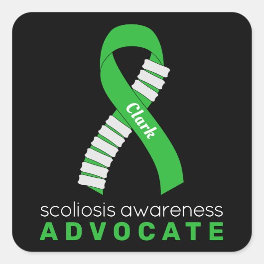 Scoliosis Advocate Black Square Sticker (Voorkant)