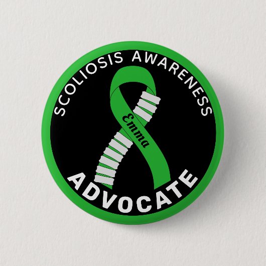 Scoliosis Awareness Advocate Ribbon Black Button (Voorkant)