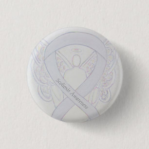 Scoliosis Awareness Angel White Ribbon Art Pin Ronde Button 3,2 Cm