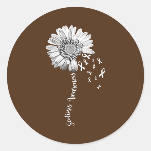 Scoliosis Awareness  Flower Support Ronde Sticker (Voorkant)