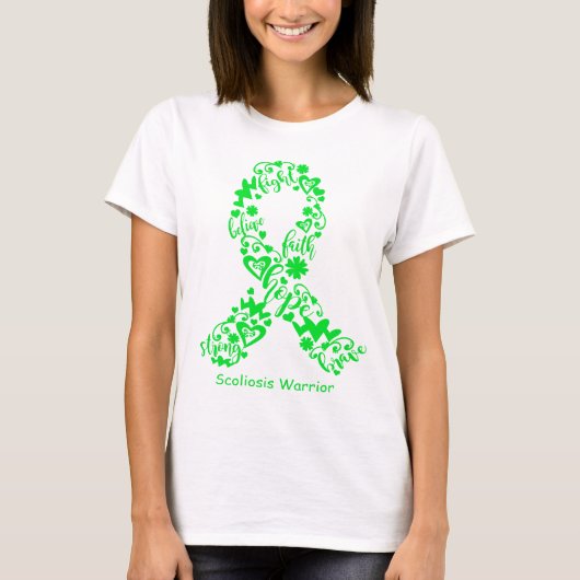 Scoliosis Awareness Ribbon Support Giften T-shirt (Voorkant)