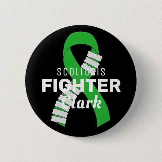 Scoliosis Fighter Ribbon Black Button (Voorkant)