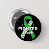 Scoliosis Fighter Ribbon Black Button (Voorkant /achterkant)