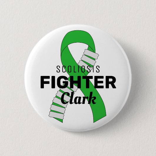 Scoliosis Fighter Ribbon White Button (Voorkant)