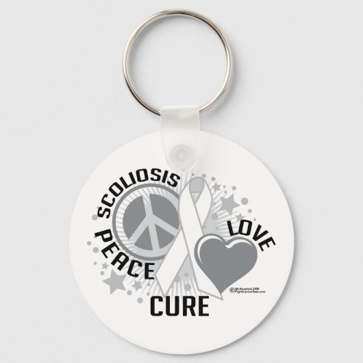 Scoliosis Peace Love Cure Sleutelhanger (Voorkant)