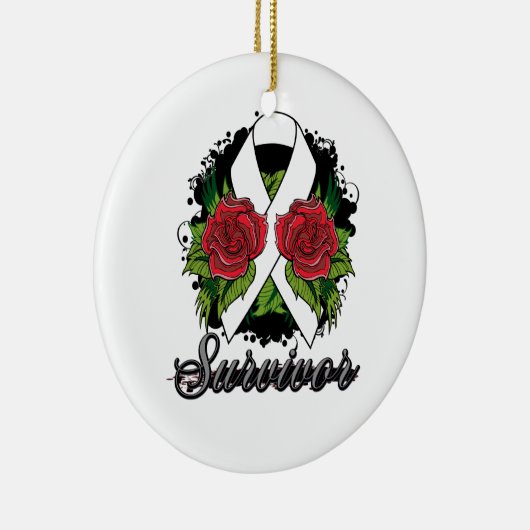 Scoliosis Survivor Roos Grunge Tattoo Keramisch Ornament (Rechts)