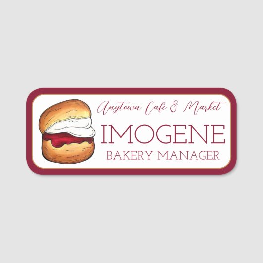 Scone Cream Jam Café Middag Thee Room Bakkerij Naamplaatje (Voorkant)