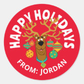 Scooby de rendieren | Vrolijk kerstfeest Ronde Sticker (Voorkant)