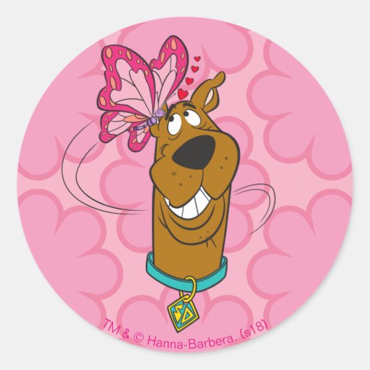 Scooby-Doo Butterfly Kisses Ronde Sticker (Voorkant)