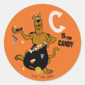 Scooby-Doo | C is voor Snoep Ronde Sticker (Voorkant)
