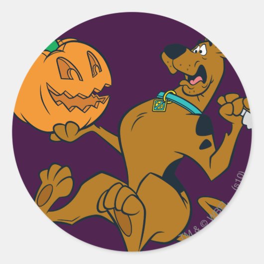 Scooby-Doo Carving Pumpkin Ronde Sticker (Voorkant)
