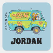Scooby-Doo | De Mystery Machine | Jouw namen toevo Vierkante Sticker (Voorkant)