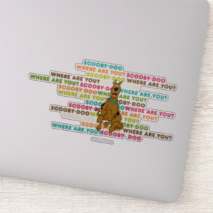 Scooby-Doo die "Waar ben je?" draait. Sticker