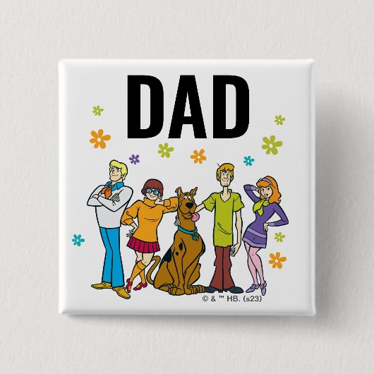 Scooby-Doo en de Bende Verjaardag Papa Vierkante Button 5,1 Cm (Voorkant)