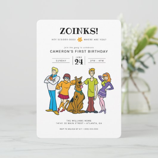 Scooby-Doo en de Birthday Gang Groovy Kaart (Staand voorkant)