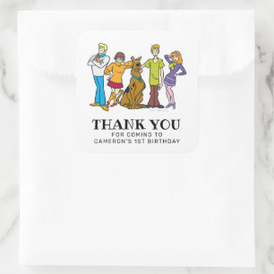 Scooby-Doo en Gang Birthday Dank je Vierkante Sticker