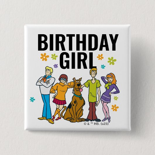 Scooby-Doo en het Gang Birthday Girl Vierkante Button 5,1 Cm (Voorkant)