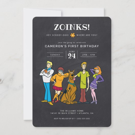 Scooby-Doo en het Gang Groovy Chalkboard Birthday Kaart (Voorkant)