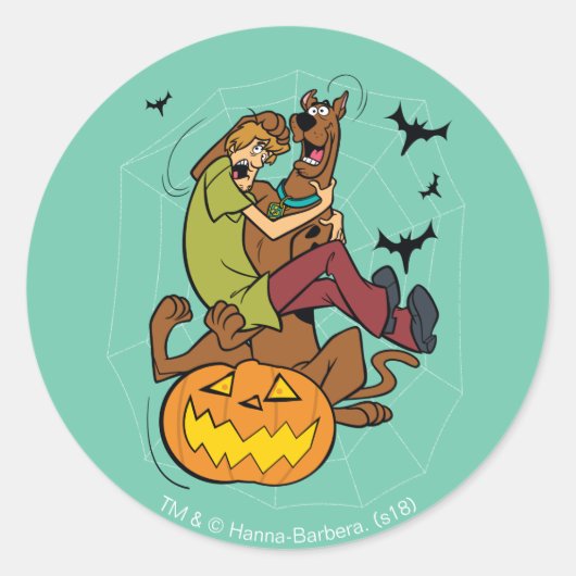 Scooby-Doo en Shaggy Halloween Fright Ronde Sticker (Voorkant)