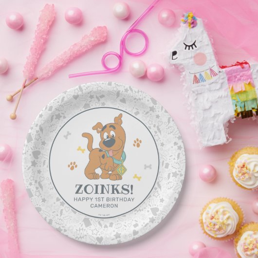 Scooby-Doo First Birthday Papieren Bordje (Feest)
