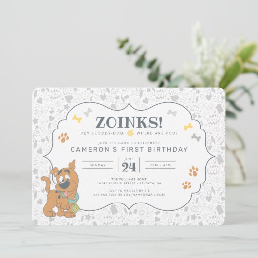 Scooby-Doo First Birthday Uitnodiging (Staand voorkant)