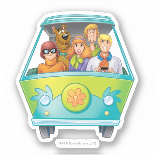 Scooby-Doo & Gang Mystery Machine Airborstel Sticker (Voorkant)
