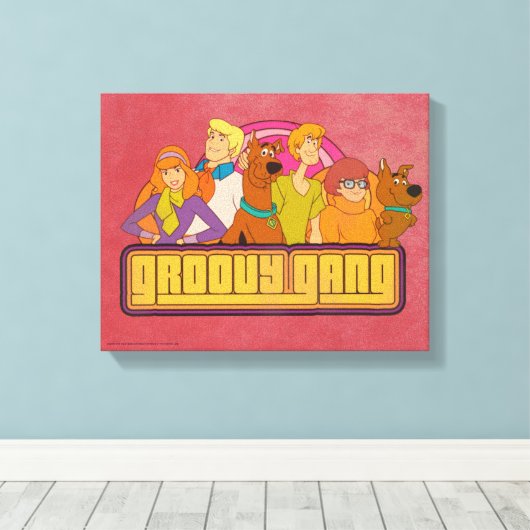 Scooby-Doo | "Groovy Gang" Retro Cartoon Canvas Afdruk (Insitu (Houten vloer))