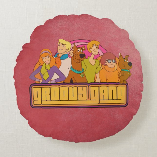 Scooby-Doo | "Groovy Gang" Retro Cartoon Rond Kussen (Voorkant)