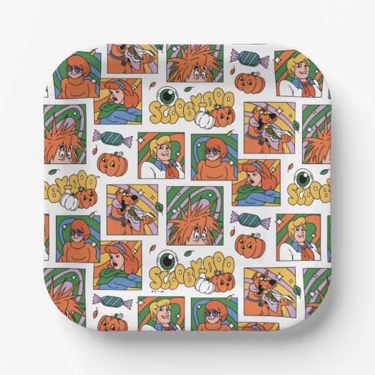 Scooby-Doo Halloween-foto's patroon Papieren Bordje (Voorkant)