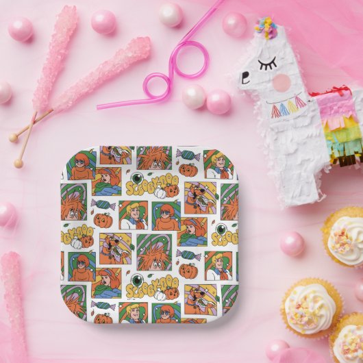 Scooby-Doo Halloween Photos Pattern Papieren Bordje (Feest)