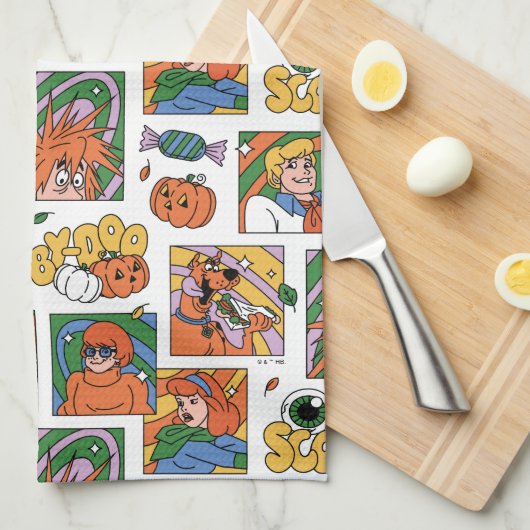 Scooby-Doo Halloween Photos Pattern Theedoek (Quarter Fold)