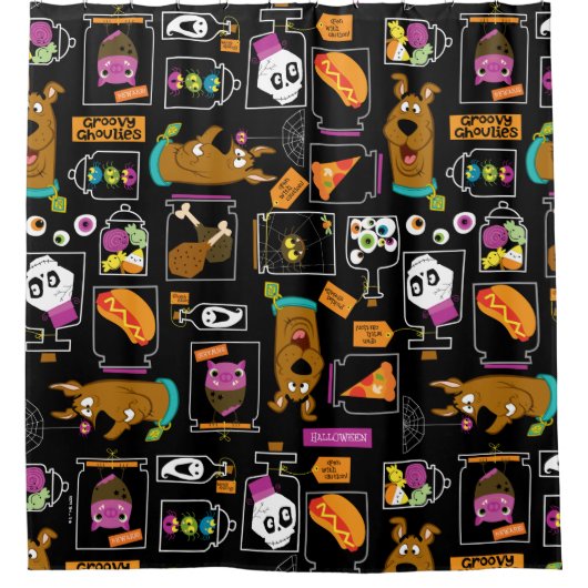 Scooby-Doo | Halloween Scooby-Doo Pattern Douchegordijn (Voorkant)