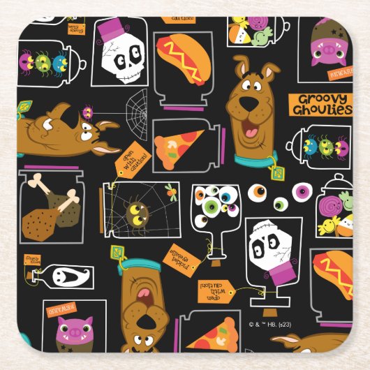 Scooby-Doo | Halloween Scooby-Doo Pattern Kartonnen Onderzetters (Voorkant)