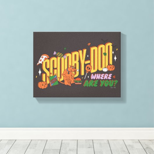 Scooby-Doo Halloween Snack Logo Canvas Afdruk (Insitu (Houten vloer))