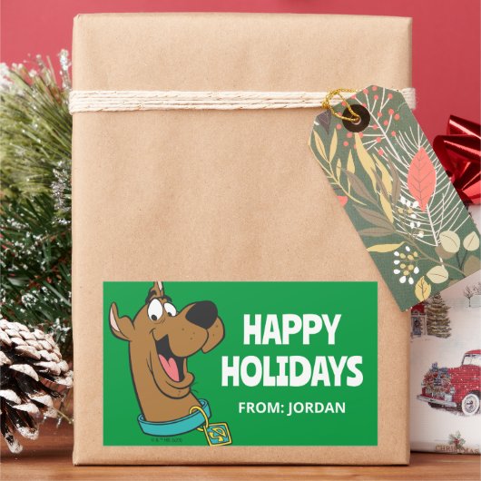 Scooby-Doo Happy Face | Gepersonaliseerd Rechthoekige Sticker (Feestdagen)